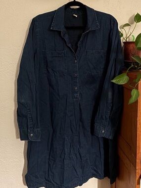 Old Navy Dark Navy Long-Sleeve Shirt Dress